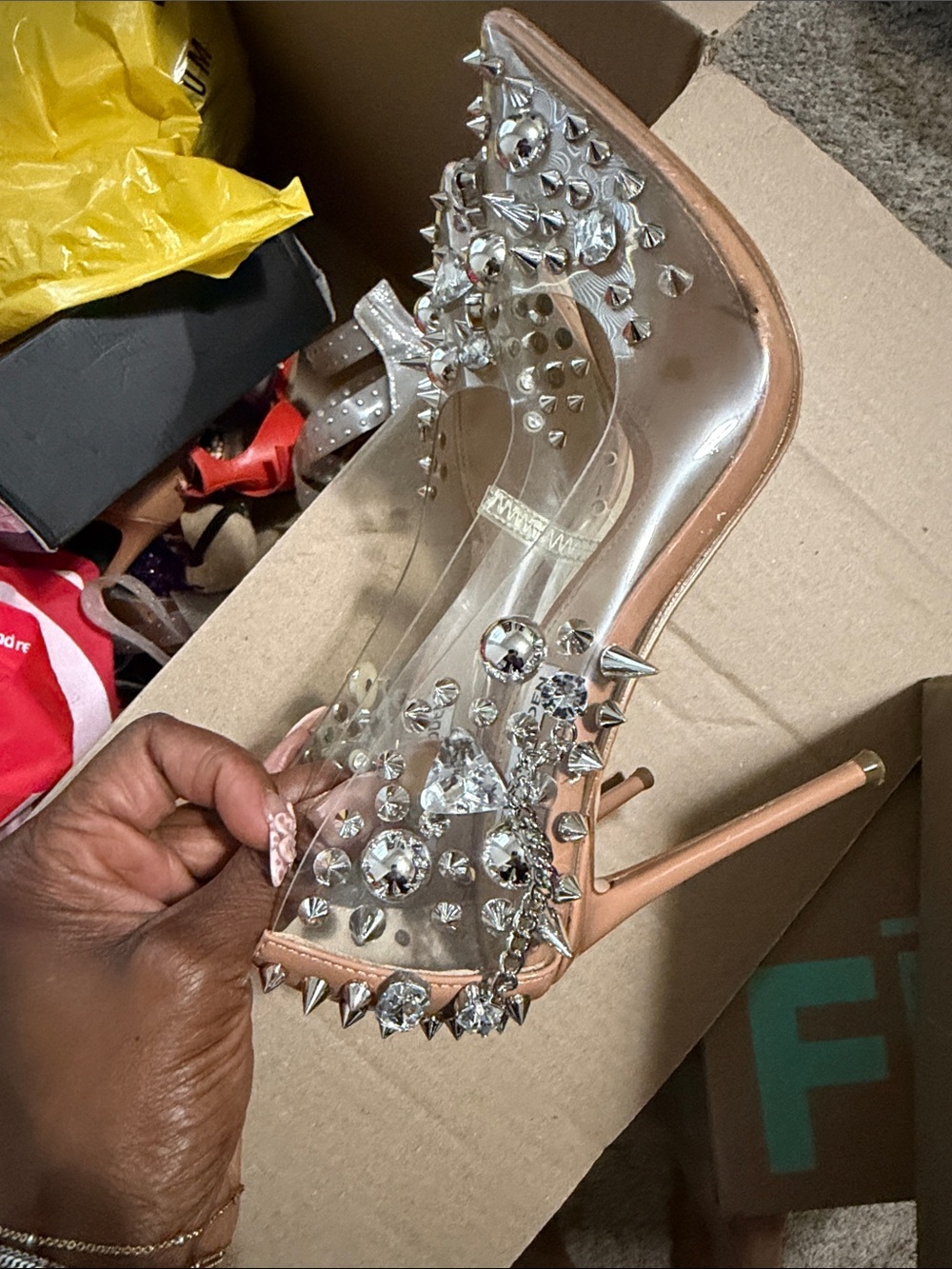 Steve Madden Silver Stiletto Heels with Studded Design - Picture 4 of 4